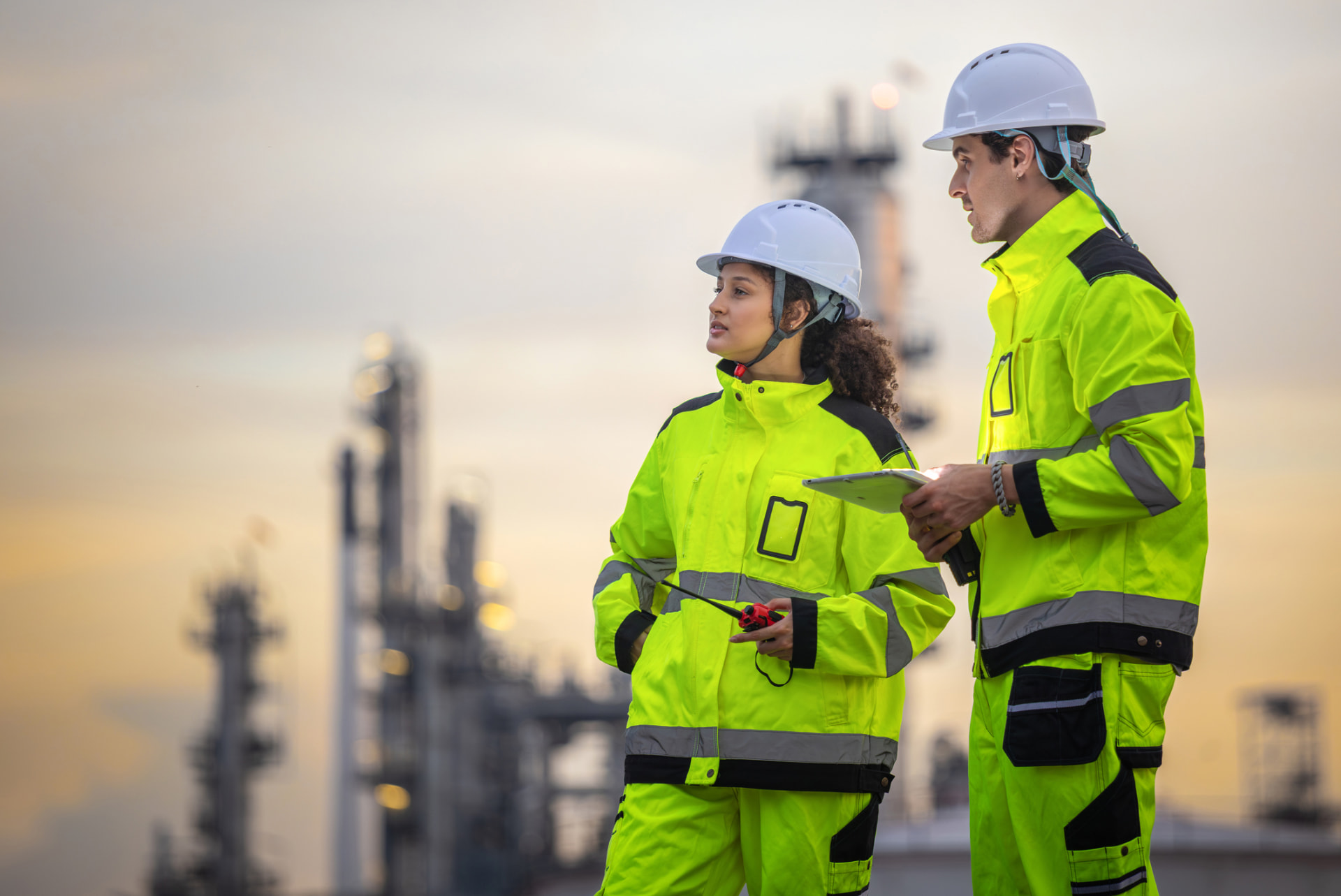 Engineers on site at an industrial facility